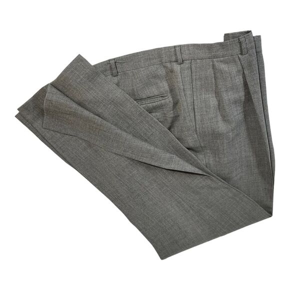 Pair of‎ Lands End Mens Vintage Gray Wool Dress Pants 42 42L Pleated Made In USA - Picture 7 of 16